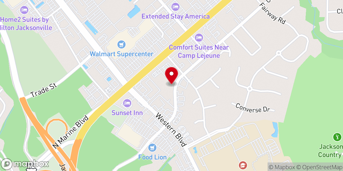 Map showing location of Jacksonville Christian Church