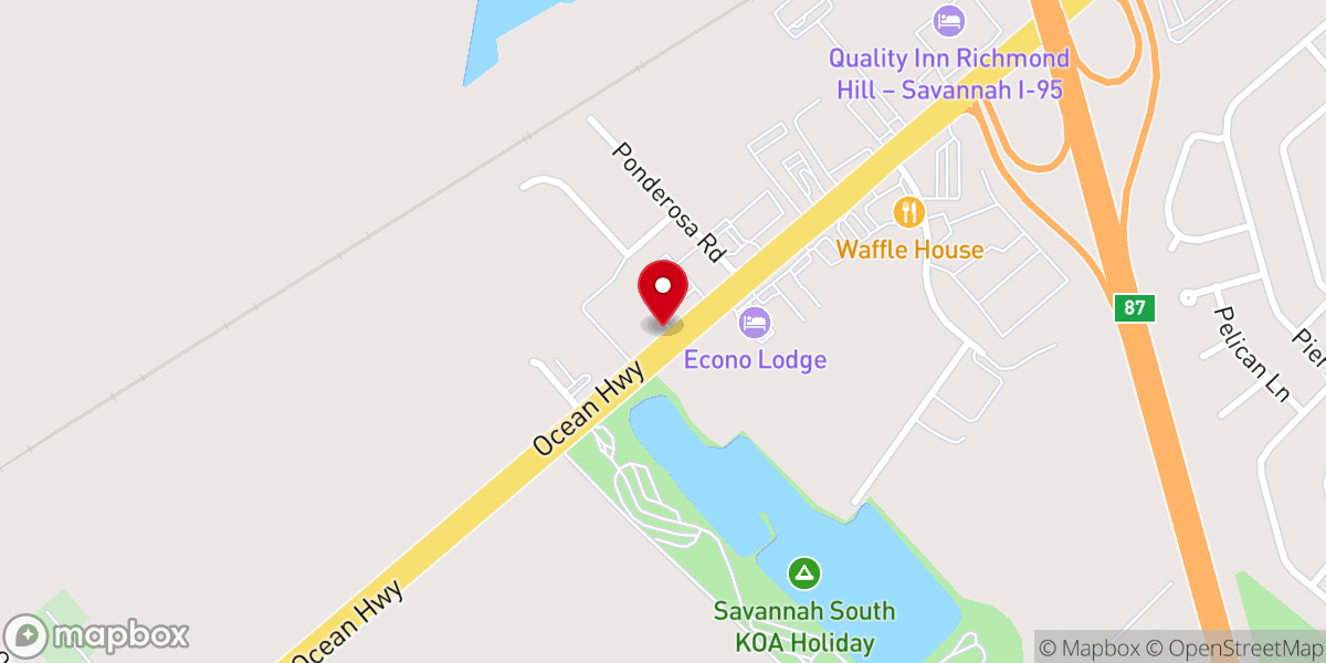 Map showing location of Home2 Suites by Hilton Richmond Hill Savannah I 95