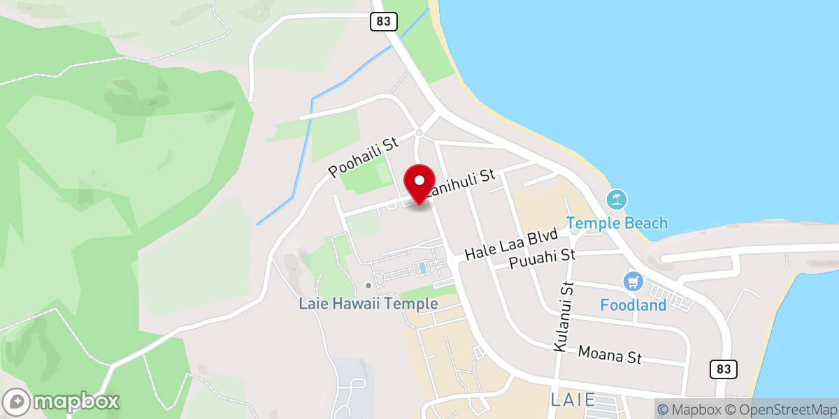 Map showing location of Laie North Stake Front Chapel