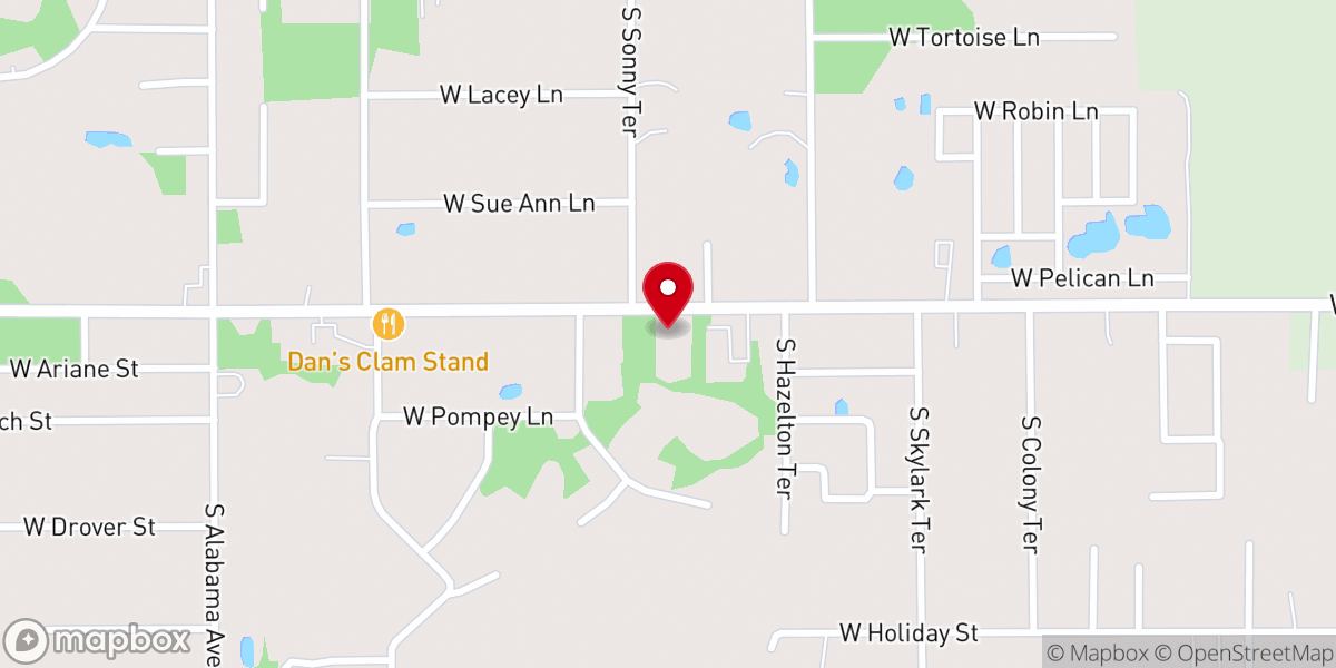 Map showing location of Child Evangelism Fellowship of Florida Inc., West Central chapter