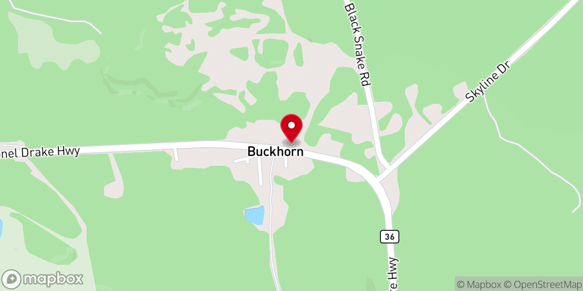 Map showing location of Buckhorn Bible Church