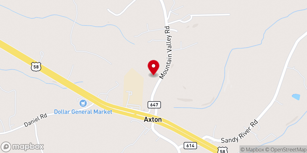 Map showing location of Axton Baptist Church