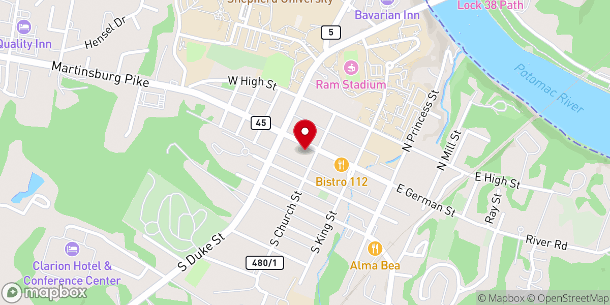 Map showing location of Trinity Episcopal Church
