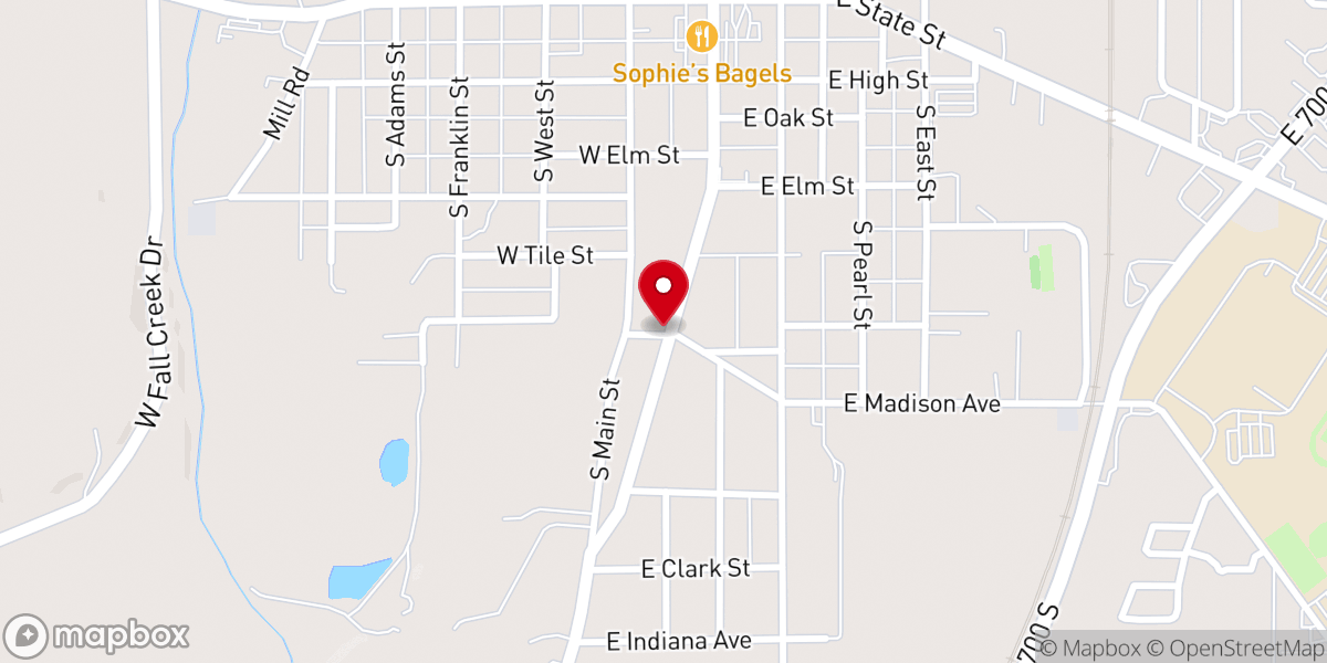 Map showing location of Fall Creek Christian Church
