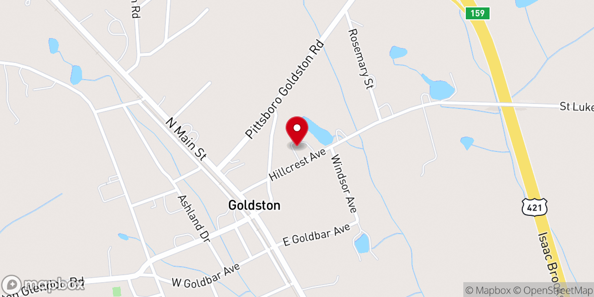 Map showing location of Goldston Methodist Church