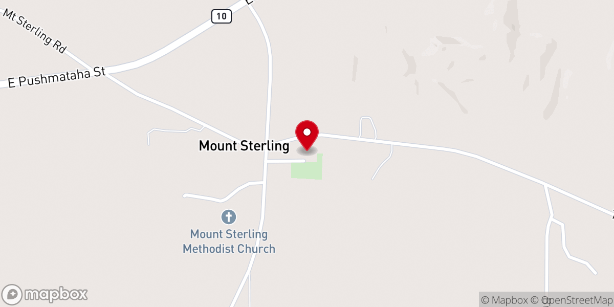 Map showing location of Mount Sterling Baptist Church