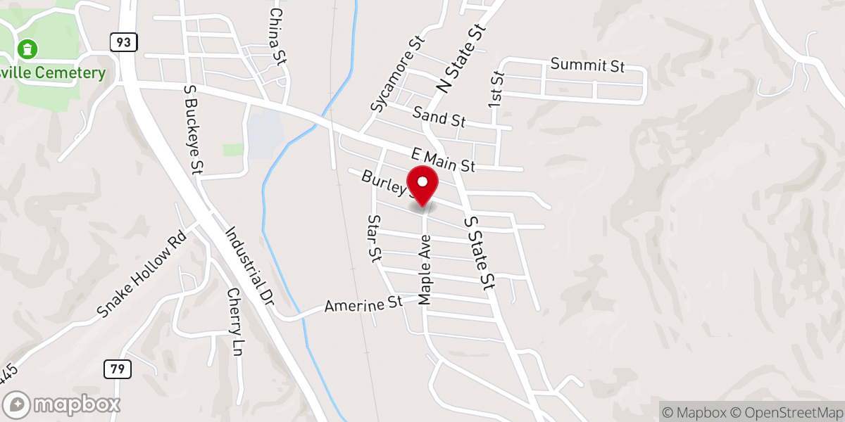 Map showing location of Maple Avenue Christian Church Office