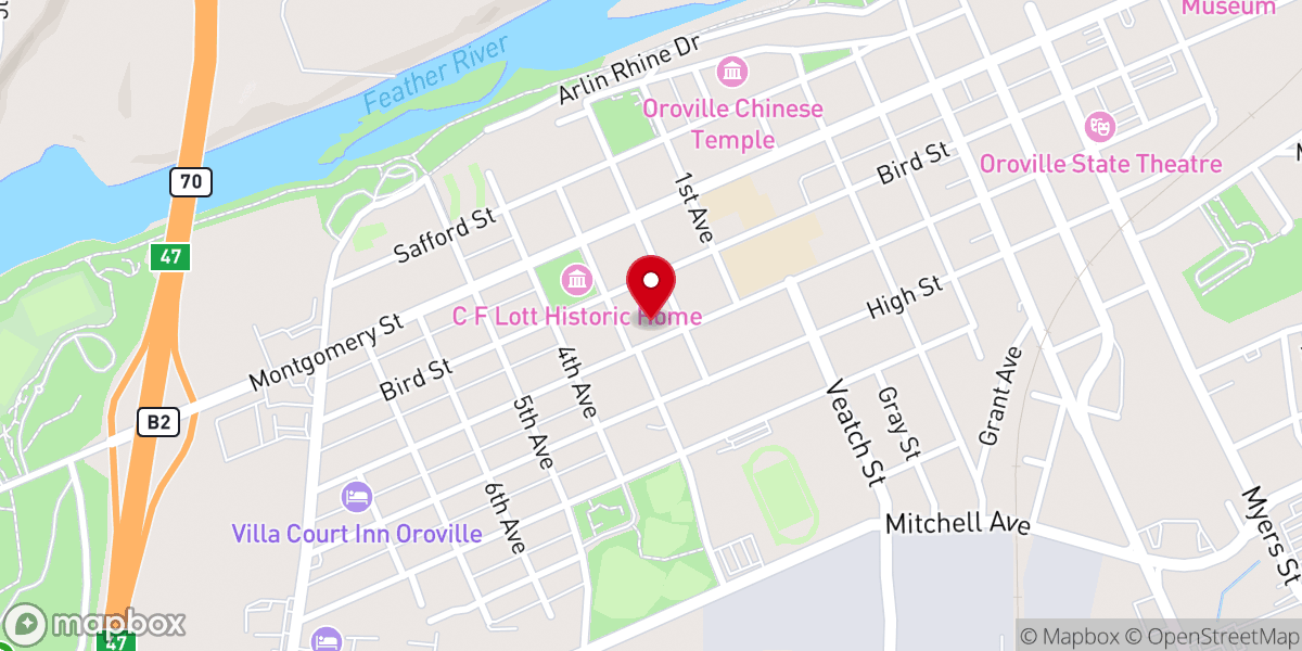 Map showing location of Oroville Seventh-day Adventist Church