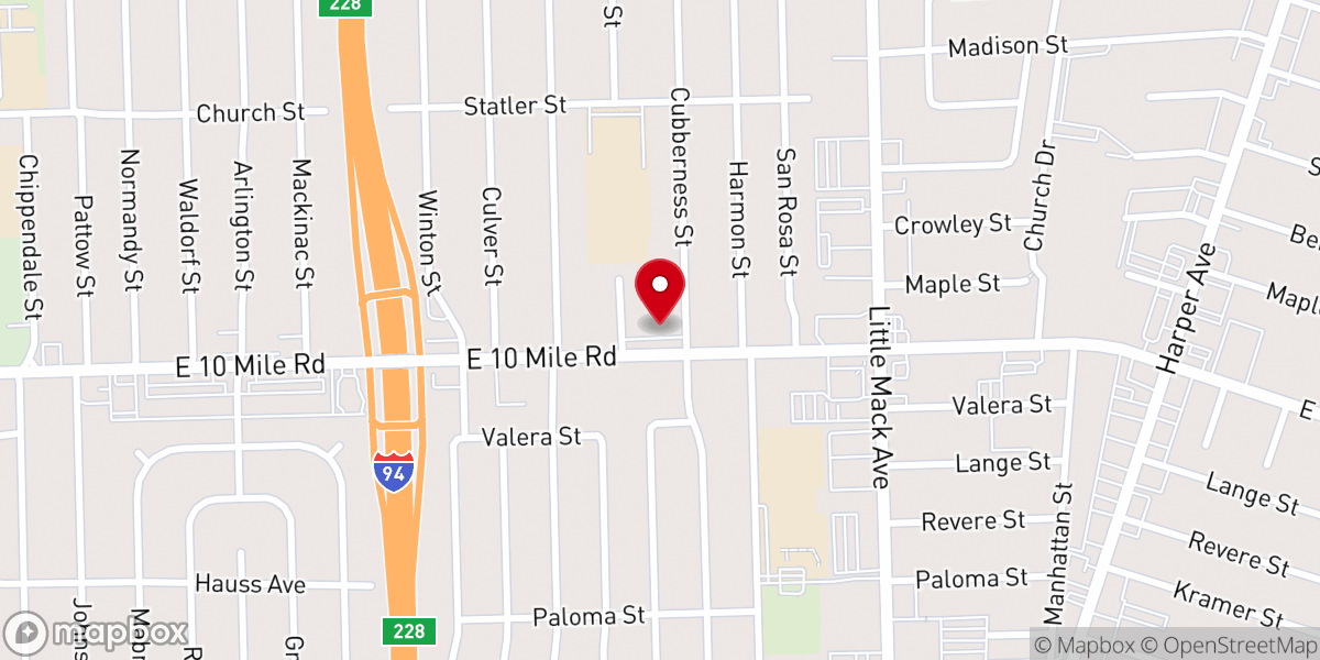 Map showing location of Faith Cumberland Presbyterian