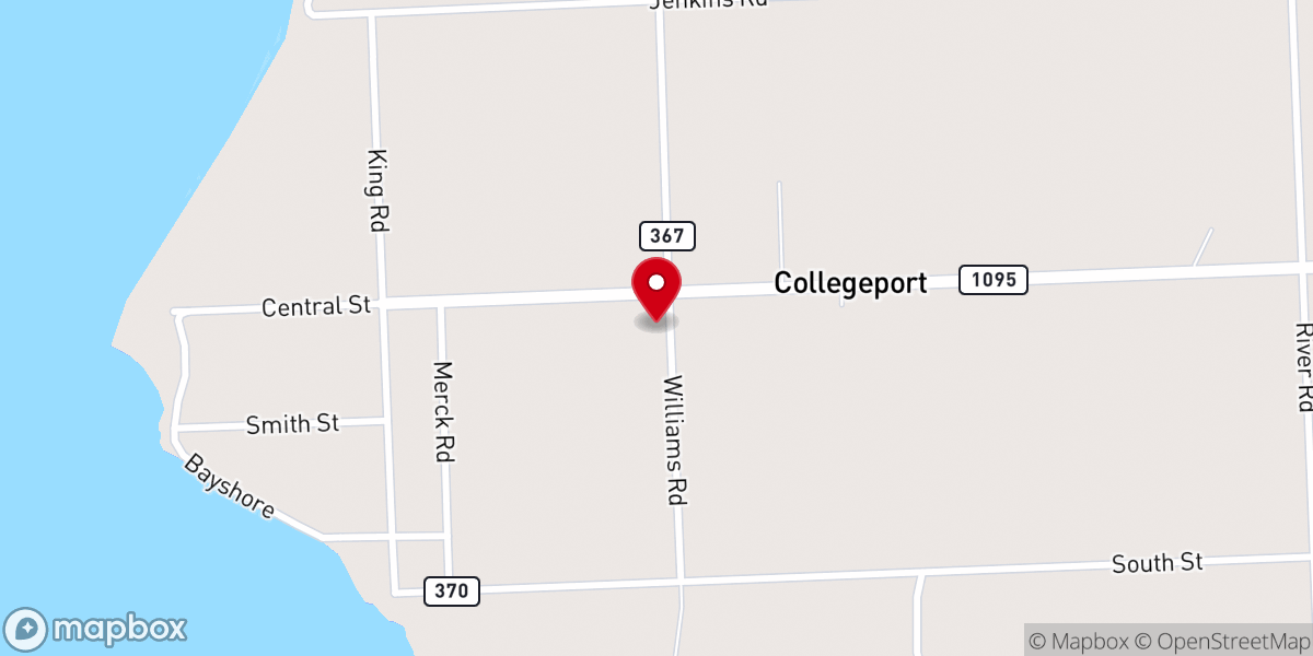 Map showing location of First Presbyterian Church Of Collegeport, Texas