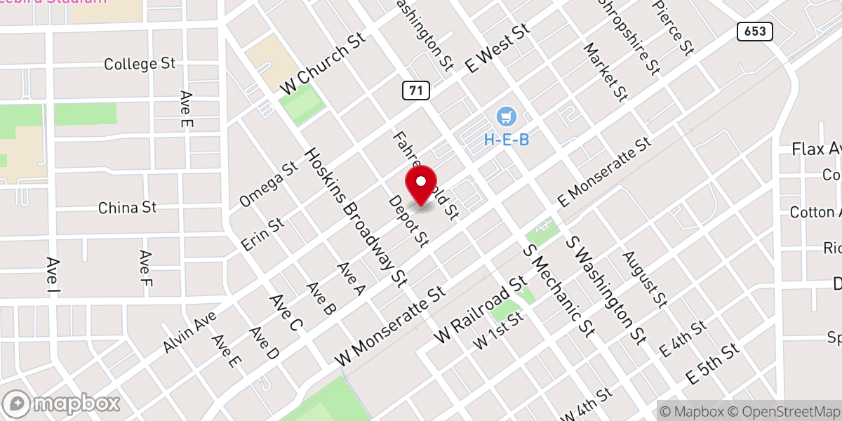 Map showing location of First Baptist Church