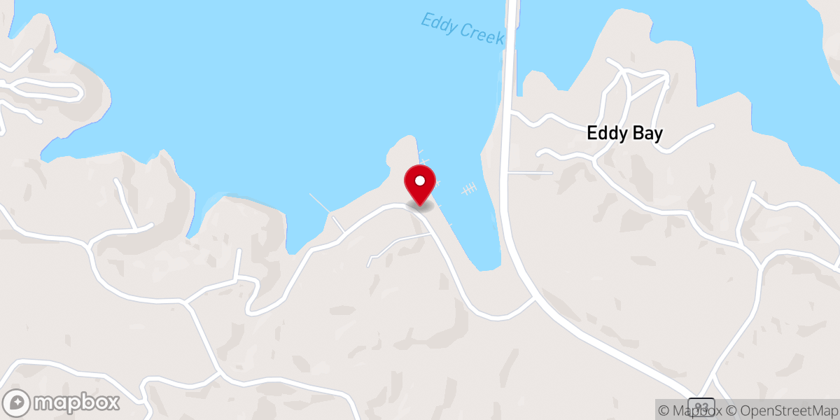 Map showing location of Eddy Creek Marina Resort