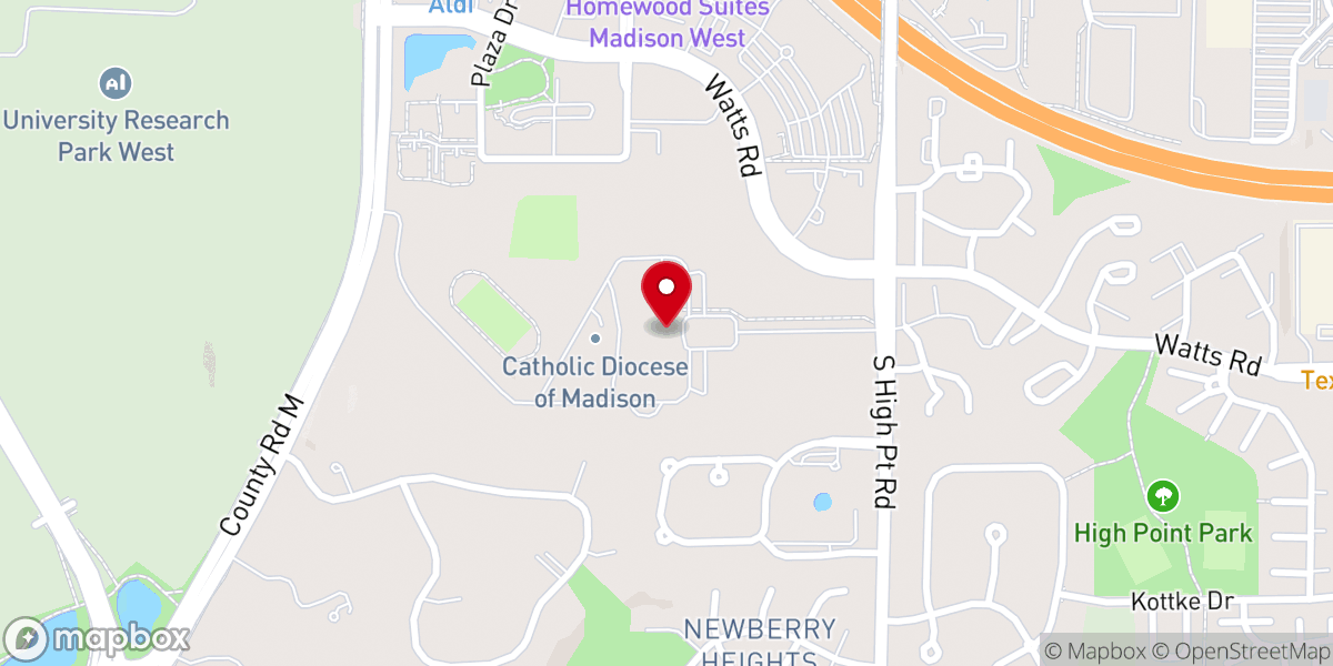 Map showing location of Bishop O'Connor Catholic Pastoral Center