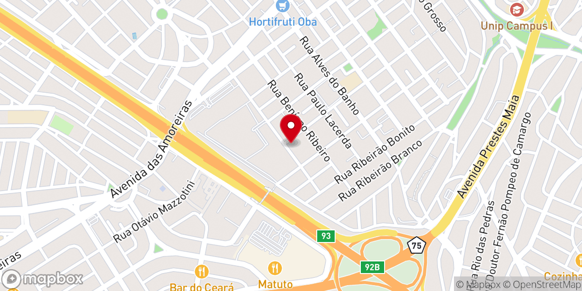 Map showing location of Igreja em Campinas