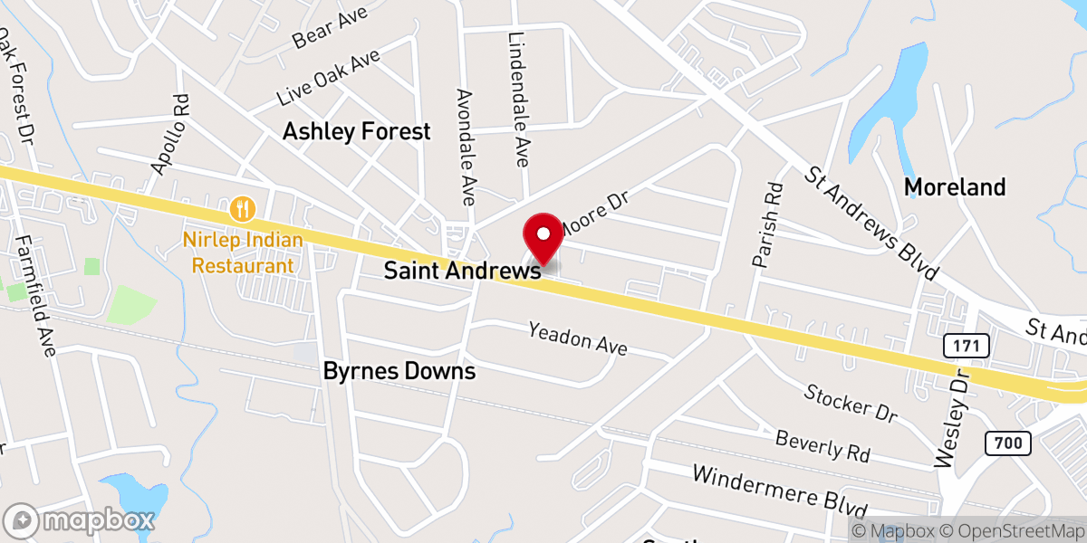 Map showing location of Blessed Sacrament Catholic Church
