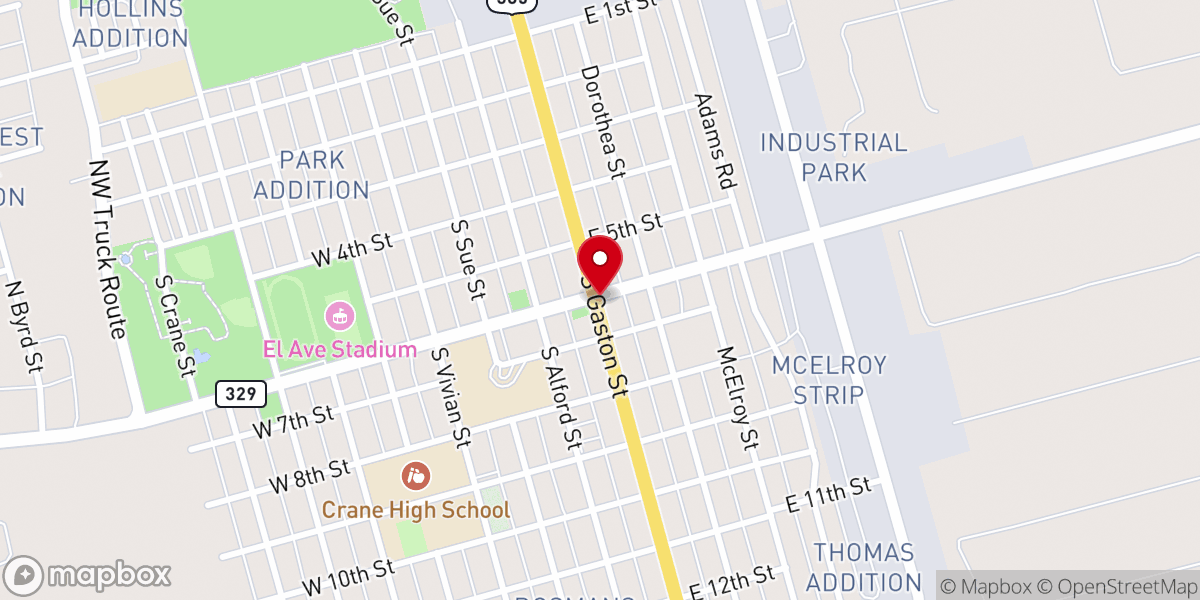 Map showing location of Crane