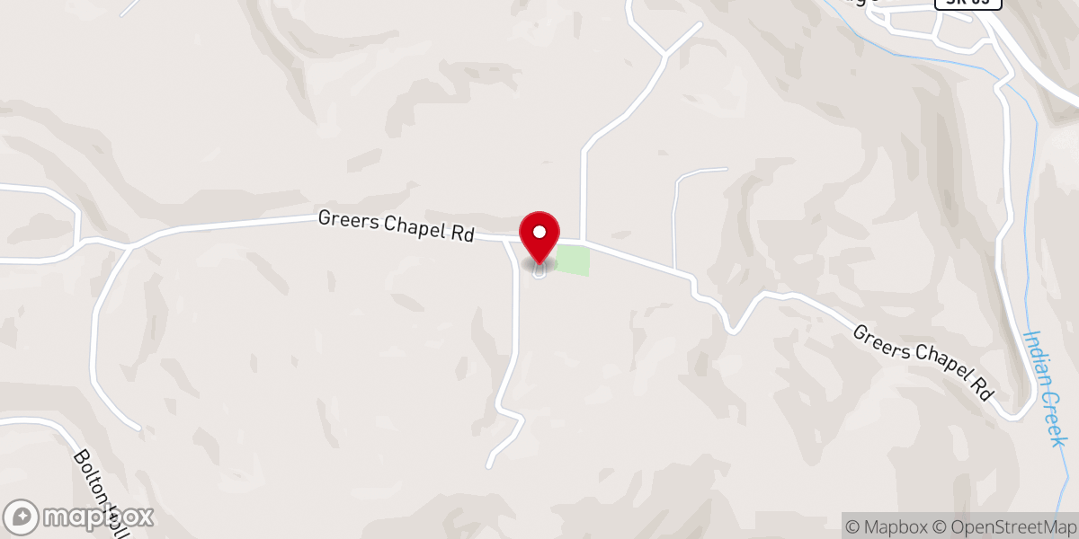 Map showing location of Greers Chapel
