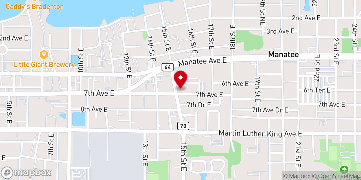 Map showing location of Manatee Baptist Church