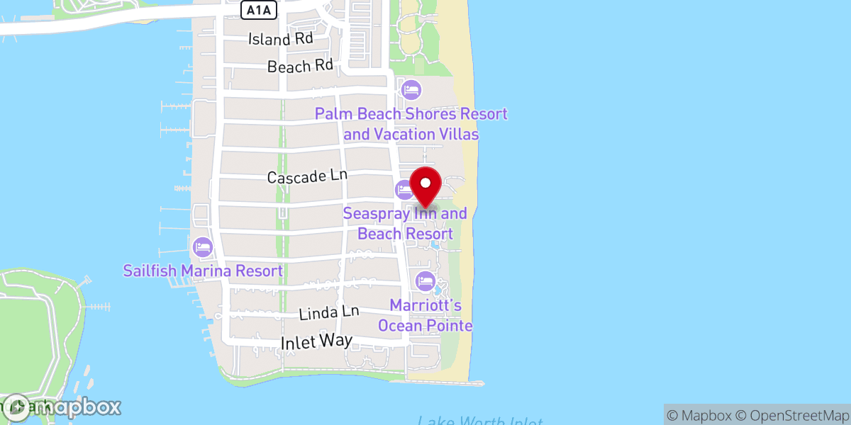 Map showing location of Cross Community Church at Palm Beach Shores Community Center
