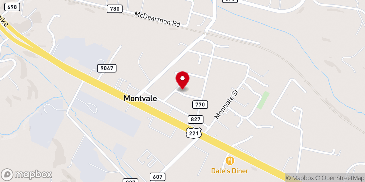 Map showing location of Montvale Baptist Church