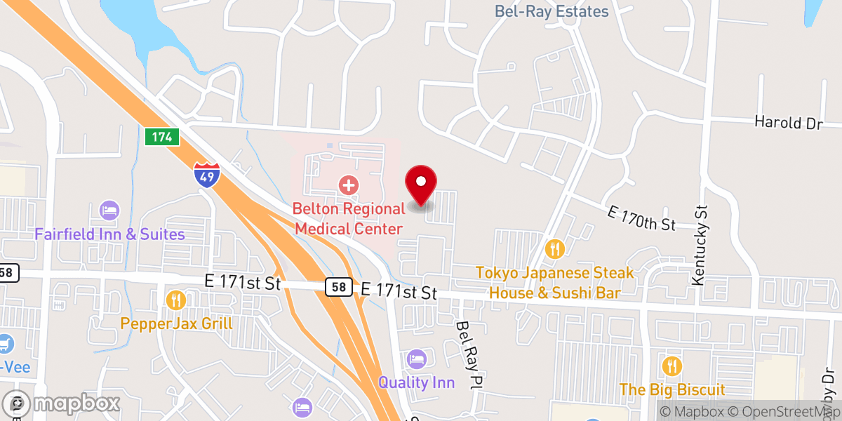 Map showing location of Aaron's Family Fun Center