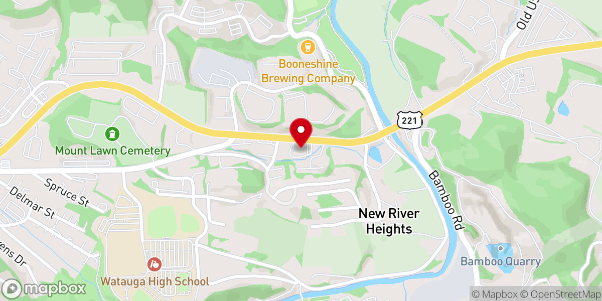 Map showing location of Three Forks Baptist Church