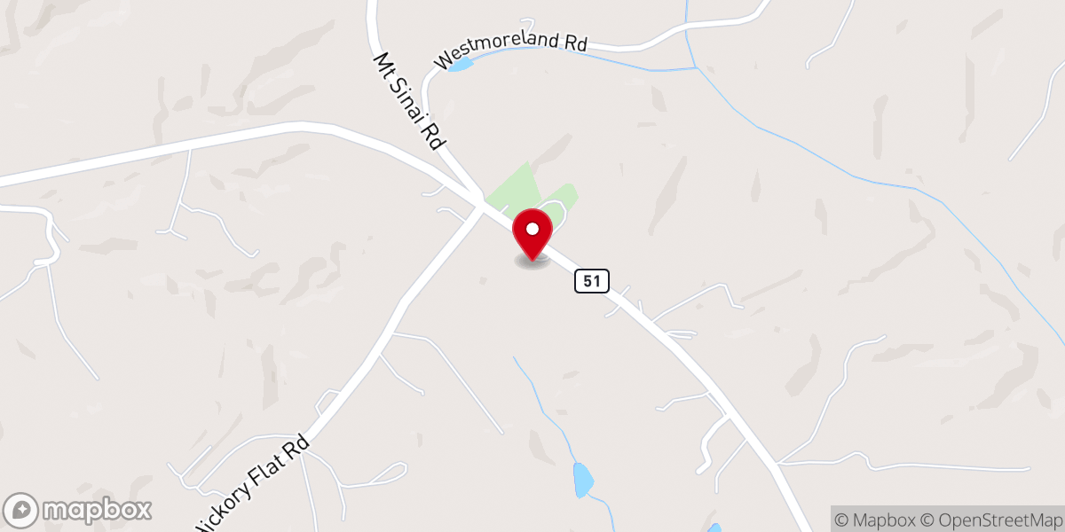 Map showing location of Hickory Flat United Methodist Church