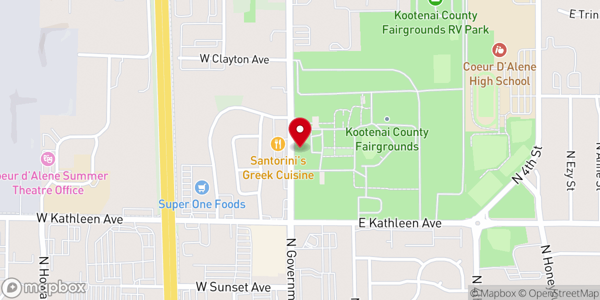 Map showing location of Kootenai County Fairgrounds - North Idaho State Fair & Rodeo