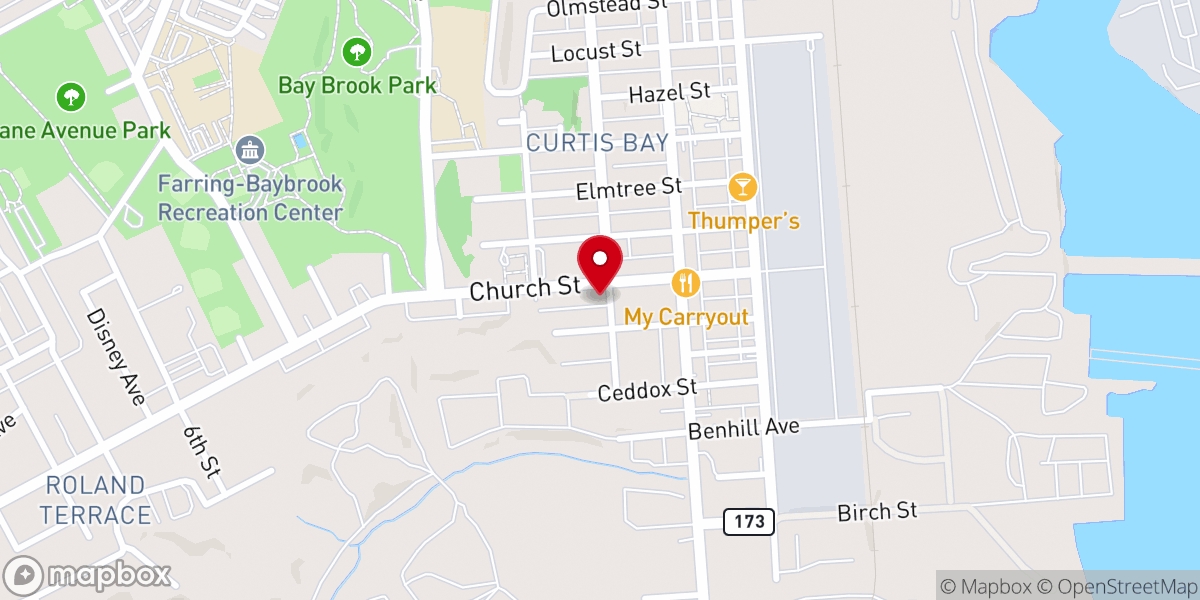 Map showing location of Curtis Bay United Methodist Church