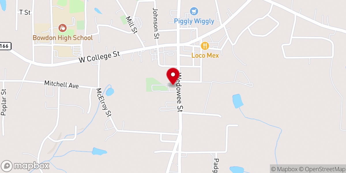 Map showing location of Bowdon First United Methodist Church