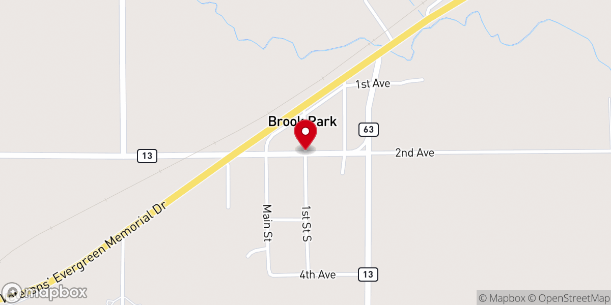 Map showing location of Brook park community center
