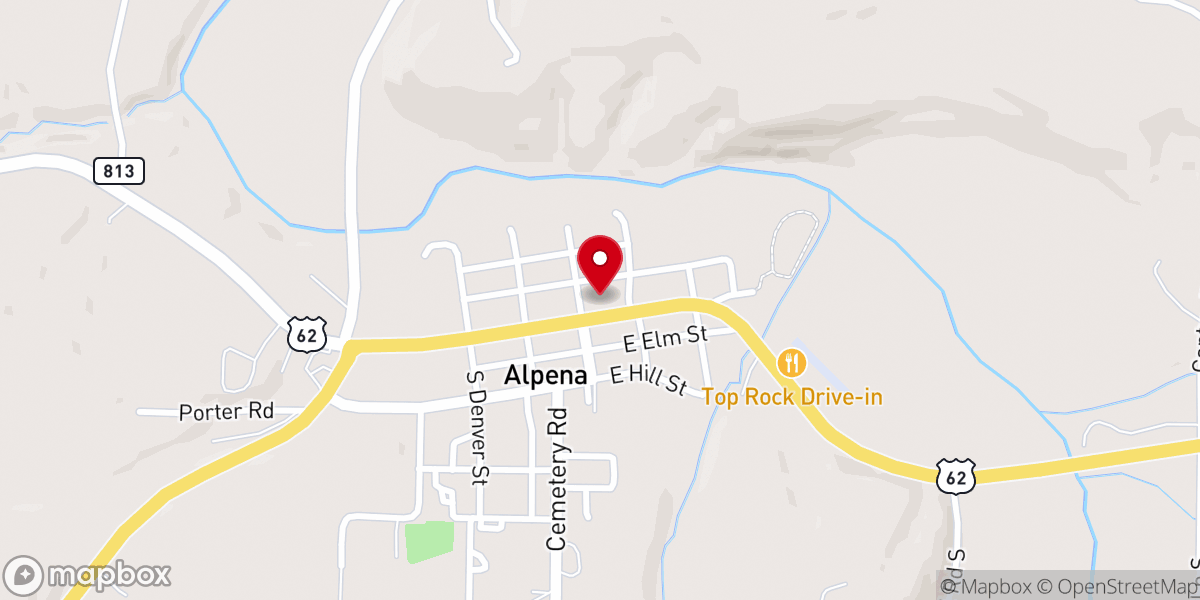 Map showing location of Alpena Methodist Church