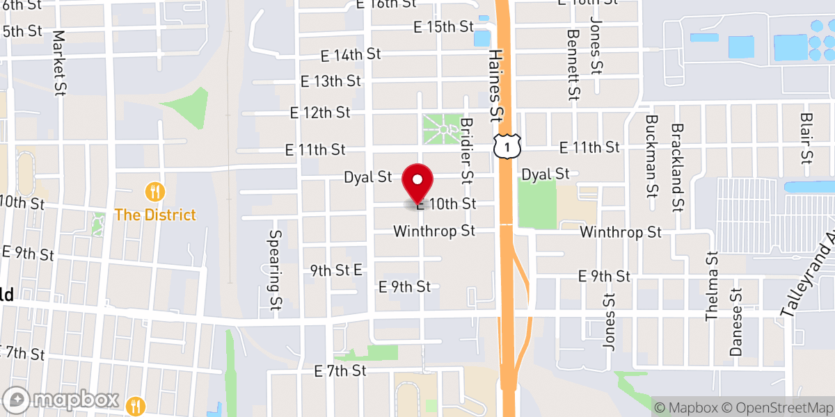 Map showing location of Tenth Street Baptist Church