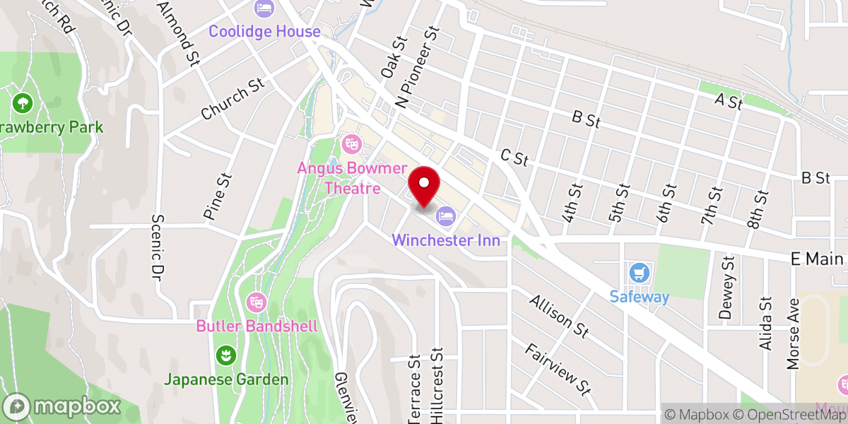 Map showing location of Oregon Cabaret Theatre