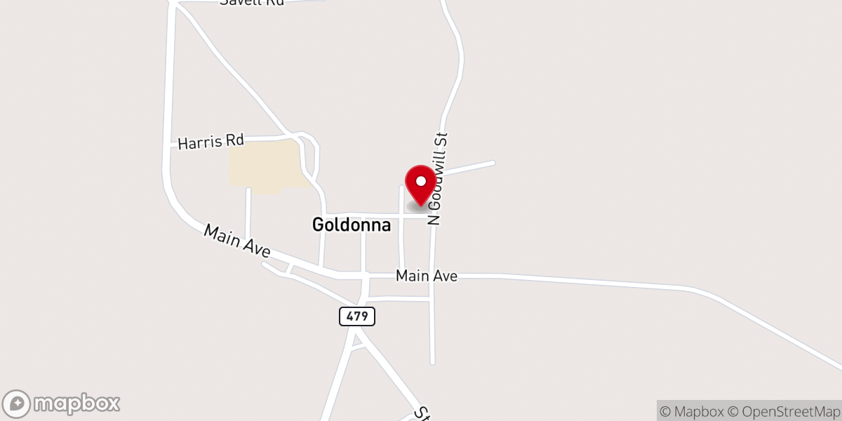 Map showing location of Goldonna Assembly of God