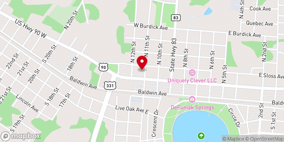 Map showing location of Temple Baptist Church