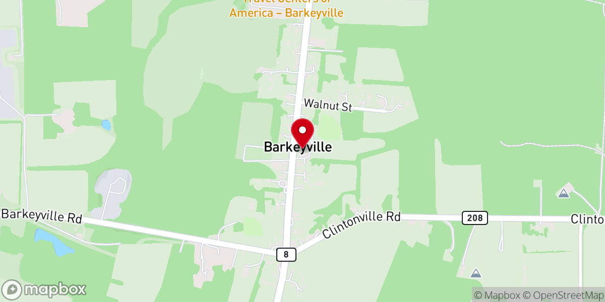 Map showing location of Barkeyville Church of God