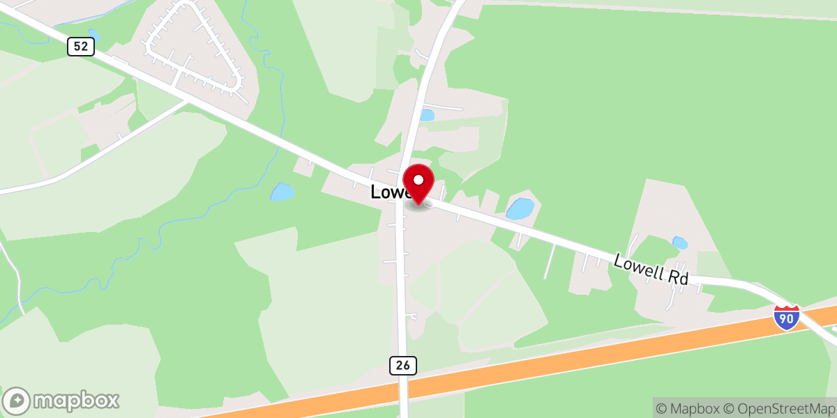 Map showing location of Lowell United Methodist Church