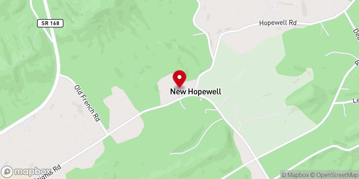 Map showing location of New Hopewell Baptist Church