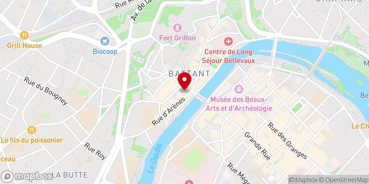 Map showing location of Église Sainte-Madeleine de Besançon