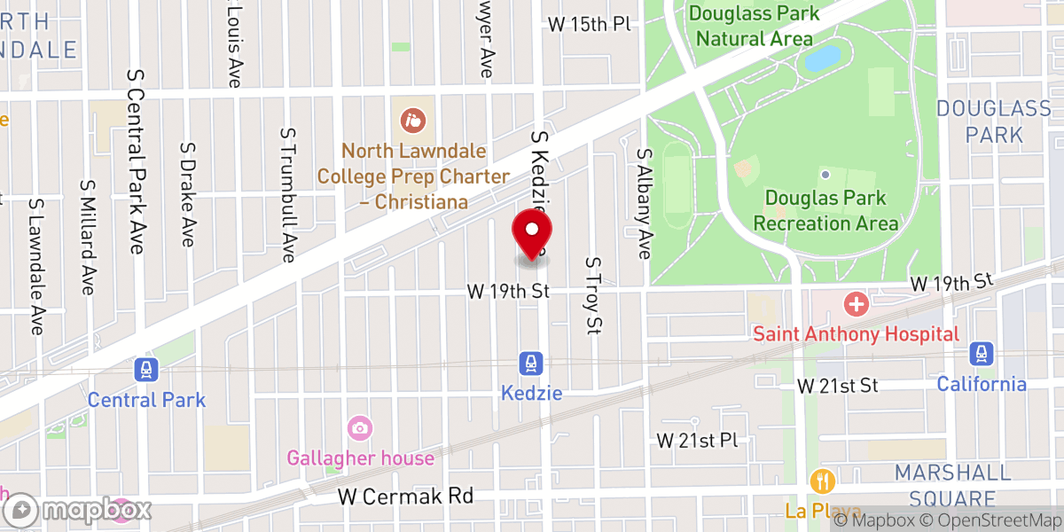 Map showing location of Douglas Park Baptist Church