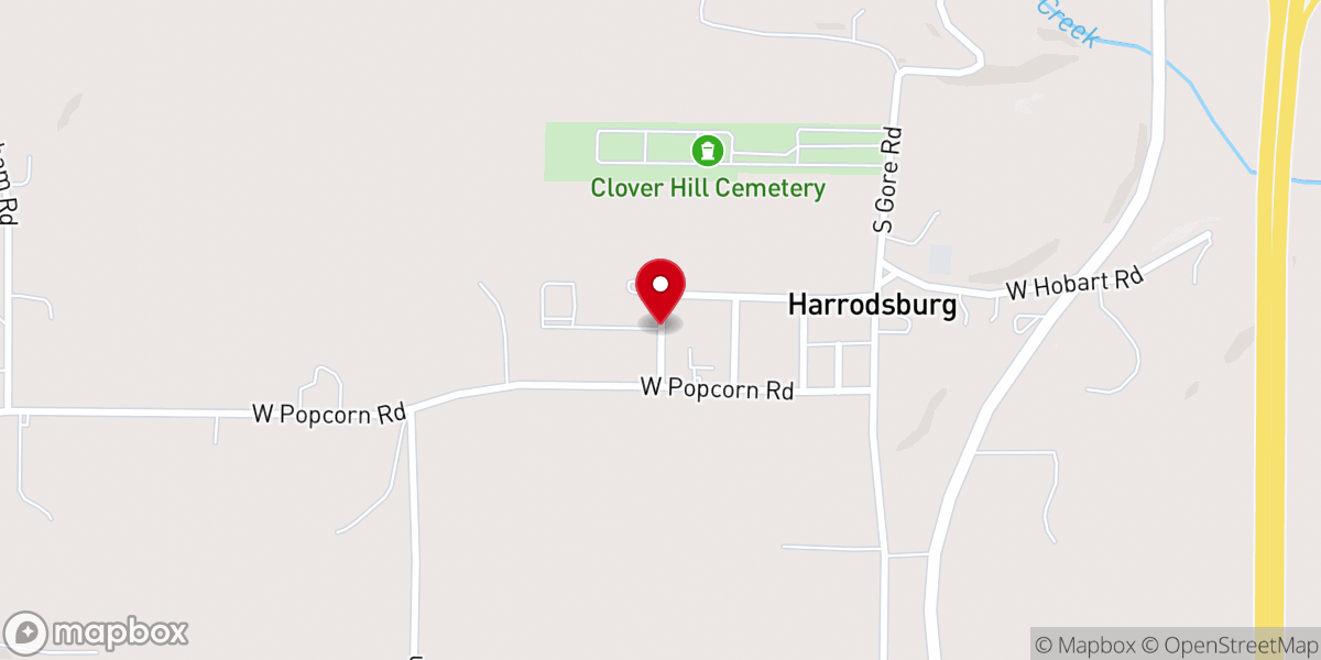 Map showing location of Harrodsburg Methodist Chruch
