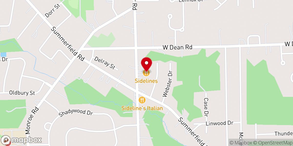 Map showing location of Sidelines Sports Eatery - Lambertville