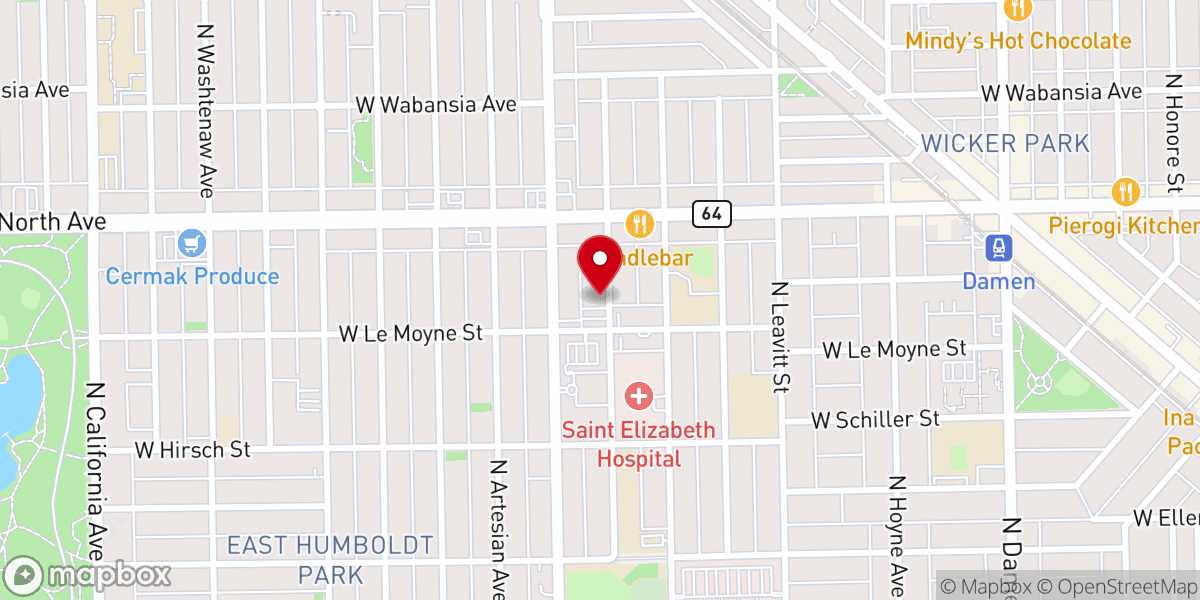 Map showing location of Monsignor Thiele Center of St. Aloysius Parish