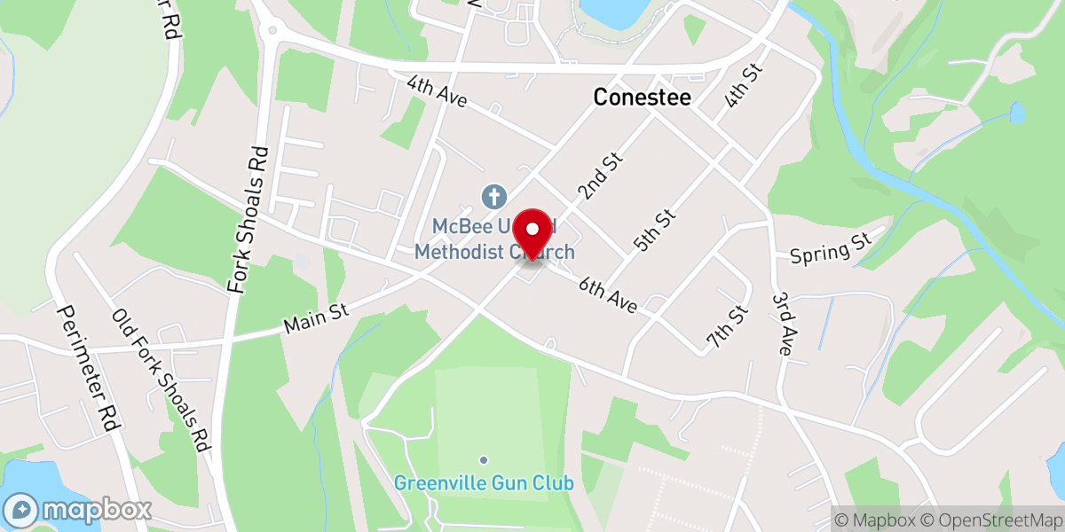 Map showing location of Conestee Church of God of Prophecy