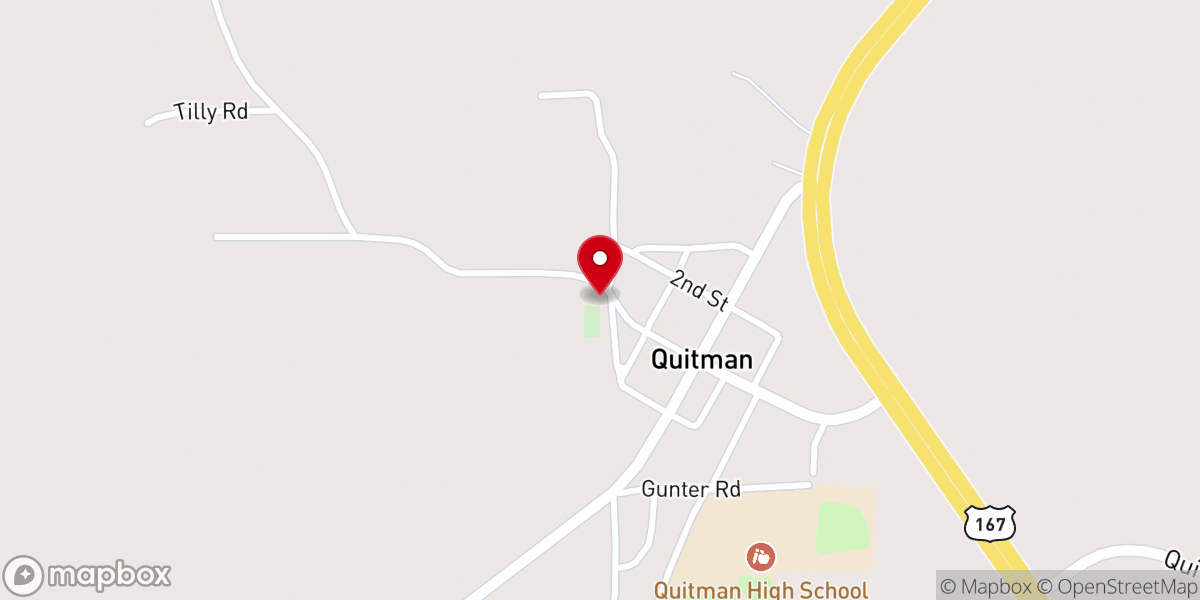Map showing location of Quitman Baptist Church
