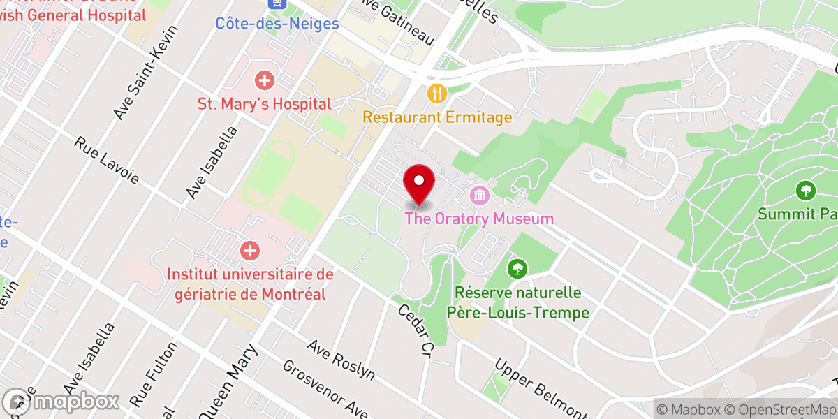 Map showing location of Saint Joseph's Oratory of Mount Royal