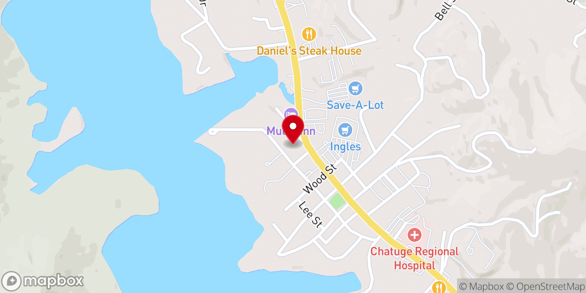 Map showing location of Hiawassee Methodist Church