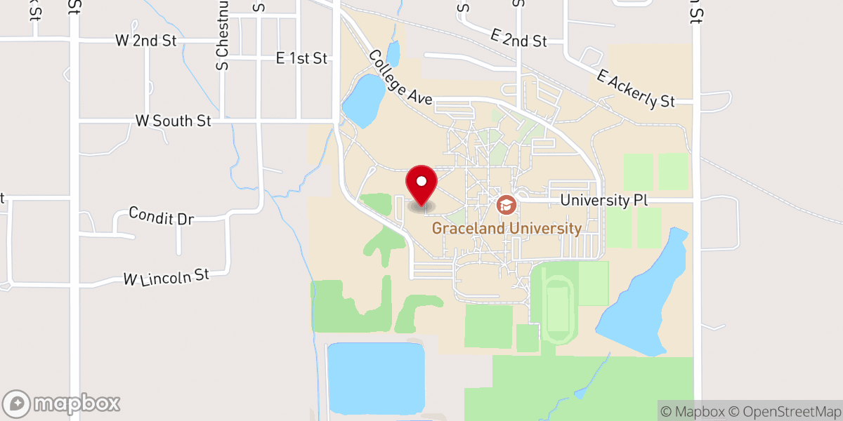 Map showing location of Graceland University Community of Christ