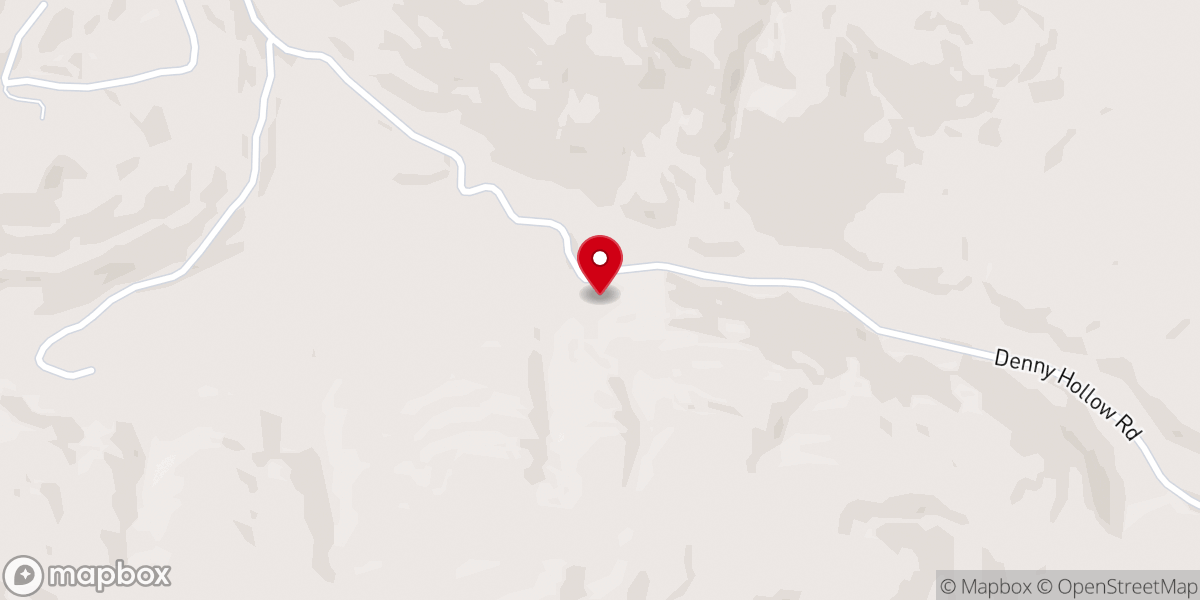 Map showing location of Denney Hollow Jesus Name Church